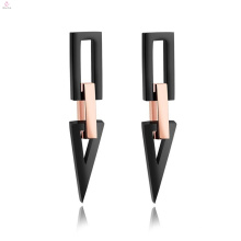 Acero inoxidable Moda Negro Trilateral Accesorios Mujeres Stud Pendientes